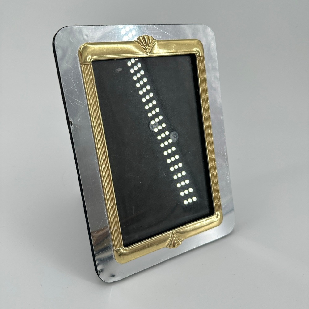 Vintage Art Deco Style Two Tone Silver Gold Shell Motif Picture Frame 3.5x6